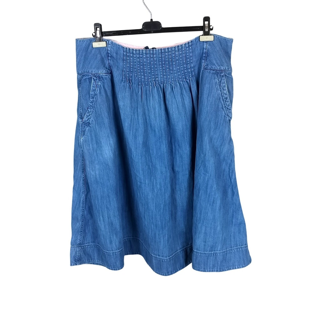 White Stuff Voluminous Flowy Midi Denim Skirt with Pockets Soft Lightweight